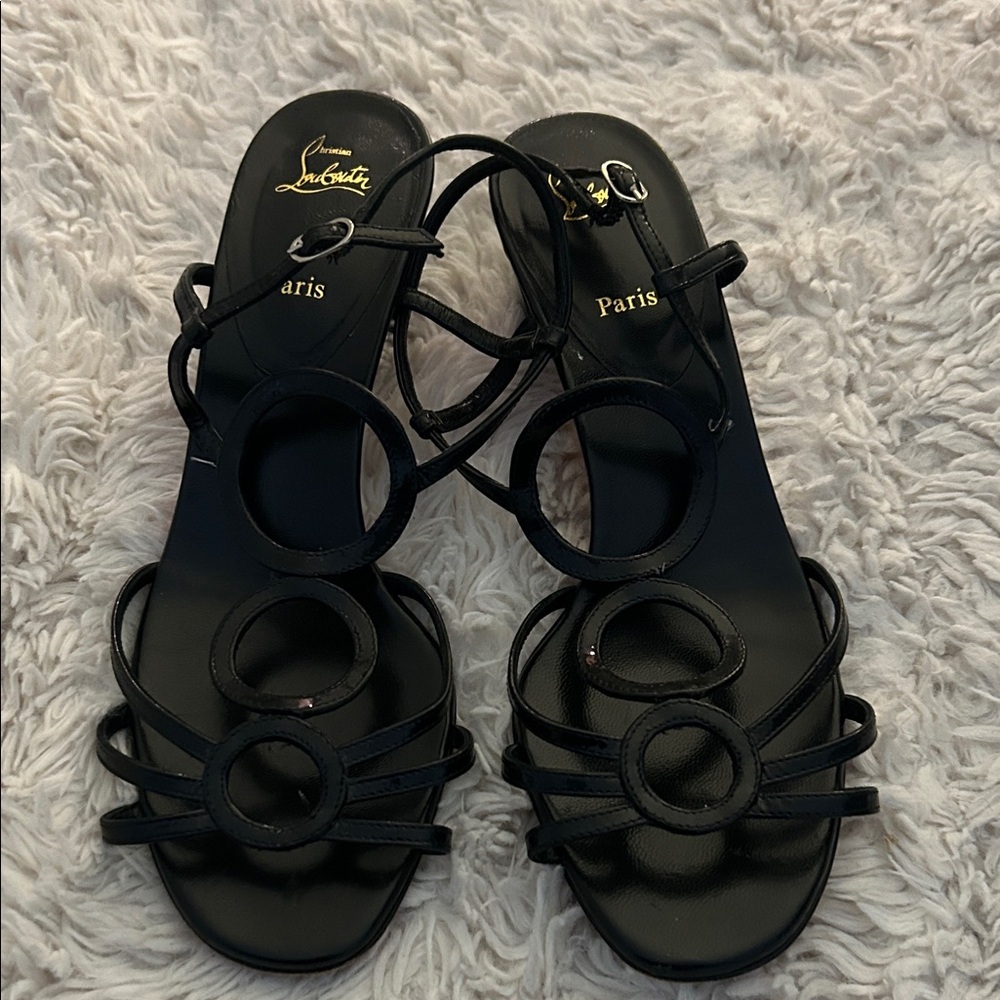Christian Louboutin Black Strappy Circle Detail Sandals